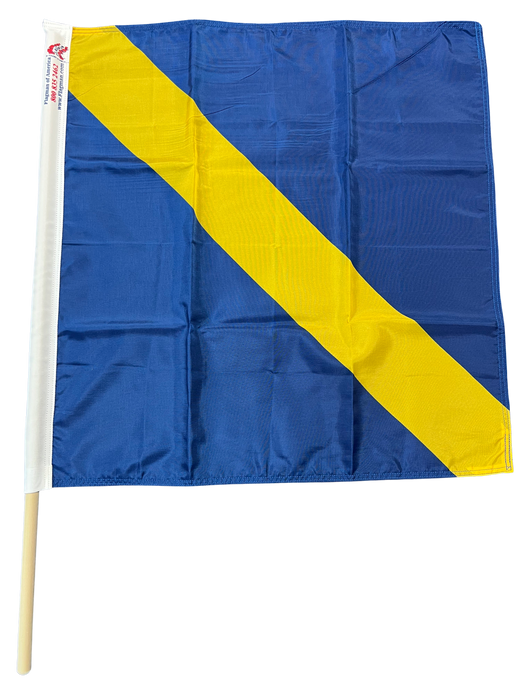 Darker Printed Passing Race Flag w/ Yellow Stripe **Darker Blue** | No Refunds