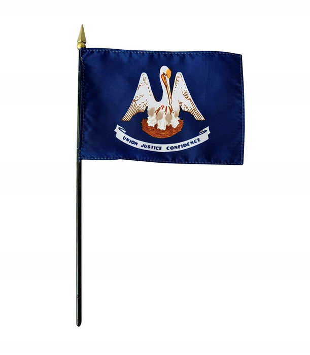 Louisiana Stick Flag 4" x 6"