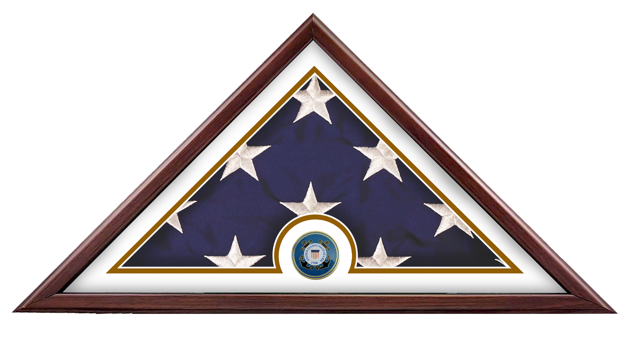 Hand Made Military Flag Display Case (5'x9.5') with Medallion - Made in USA