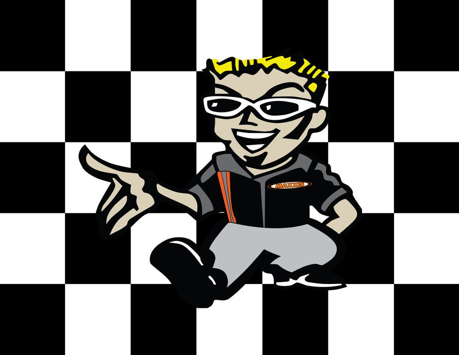 Maxx Daddy Printed Checkered Flag - 24"x30" - Nylon - Single Reverse - Stapled to 32" x 5/8" Dowel
