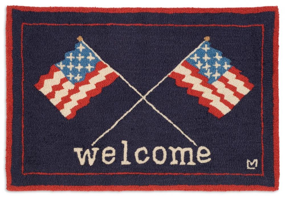 Patriotic Rug New Zealand Wool Rug Designed in Vermont Flagman of America