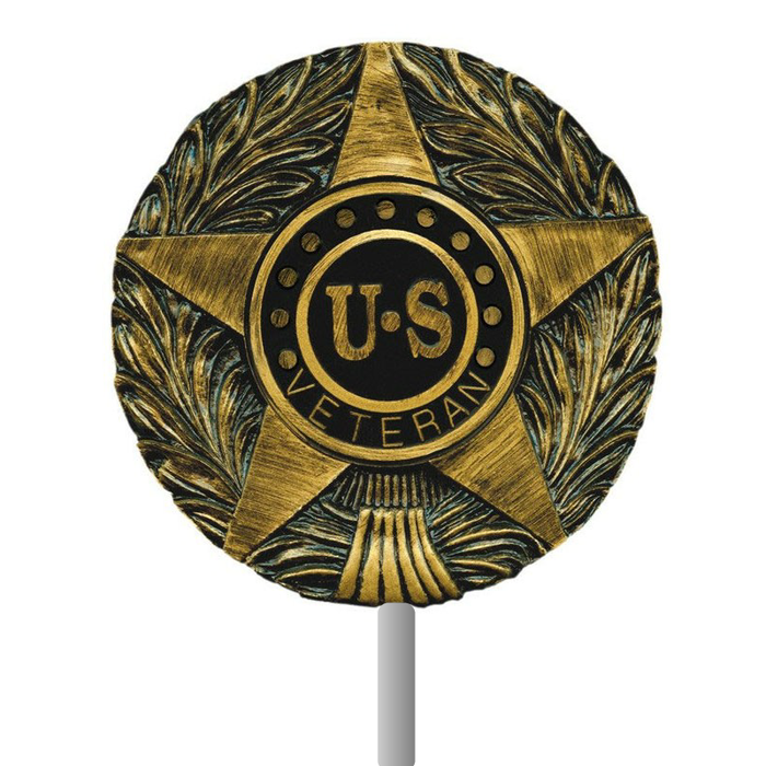 US Veteran Grave Marker & Flag Holder with Aluminum Ground Spike