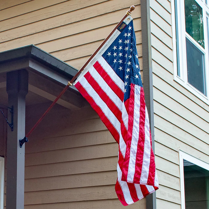 3' x 5' Premium American Flag Set – Hardwood Spinning Pole & Mounting Bracket | 100% Made in USA
