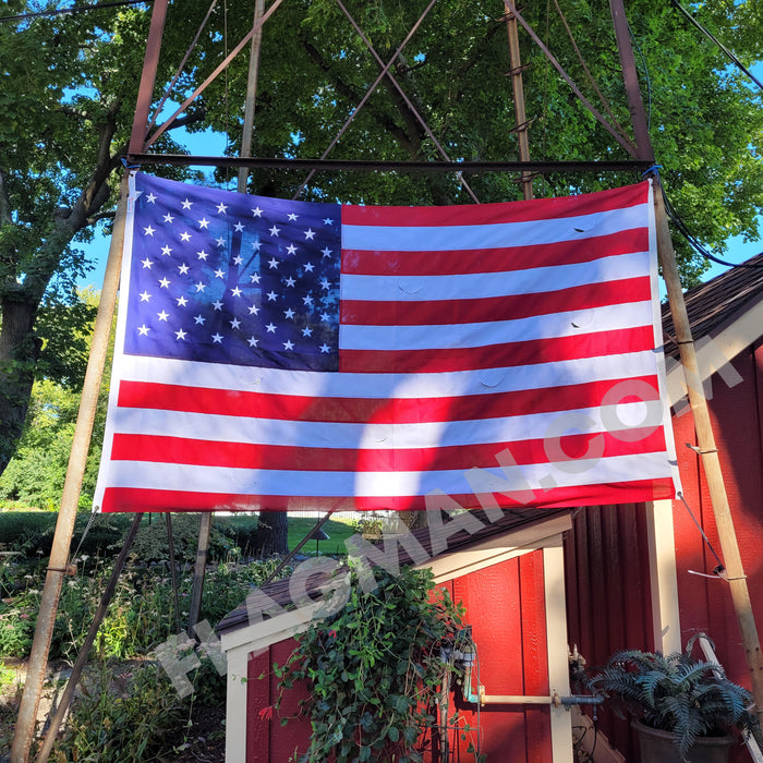 Polyester American Flag with Wind Slits for Hanging on Fire Trucks & Cranes *Made in USA*