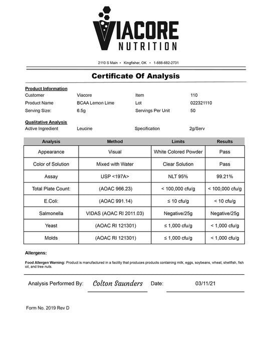 Lemon Lime BCAA & Electrolyte Powder | Made in USA