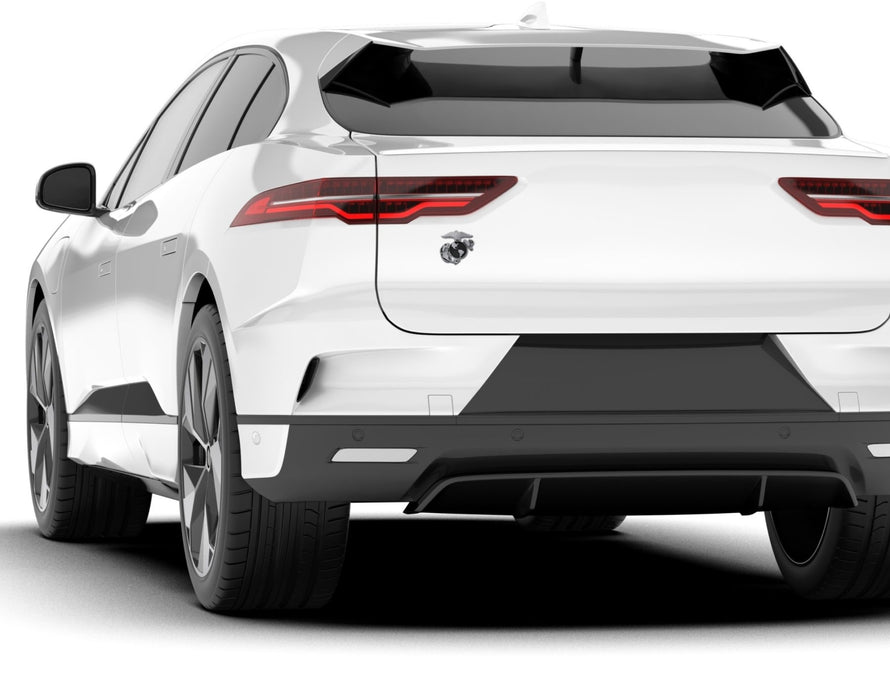 White car with a marine car decal