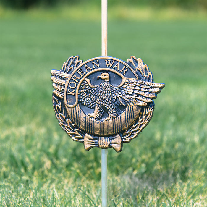Korean War Veteran Grave Marker & Flag Holder with Aluminum Ground Spike