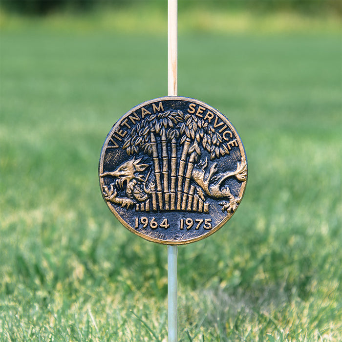 Vietnam Service Grave Marker & Flag Holder with Aluminum Ground Spike