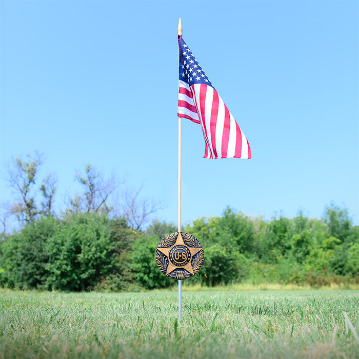 US War Veteran Grave Marker & Flag Holder with Aluminum Ground Spike