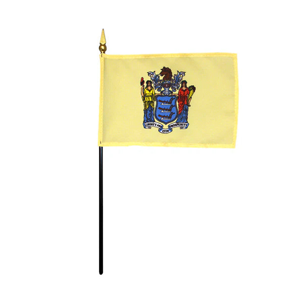 New Jersey Stick Flag 4"x6"