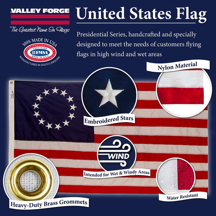 Outdoor Nylon Betsy Ross Flag (Sunny Areas)
