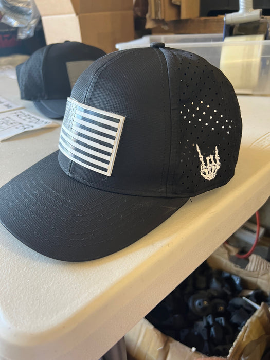 Old Glory Black and White Curved Performance Hat *BadFlag*