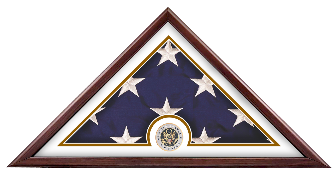 Hand Made Military Flag Display Case (5'x9.5') with Medallion - Made in USA