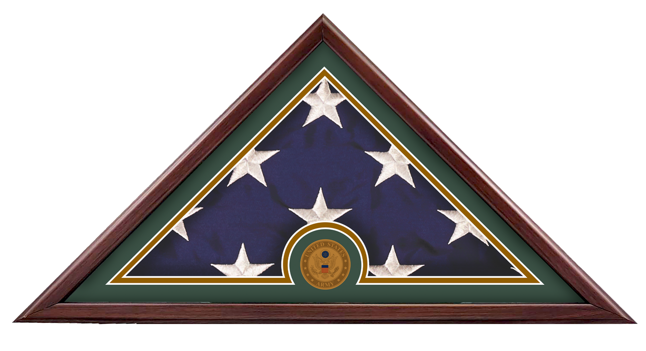Hand Made Military Flag Display Case (5'x9.5') with Medallion - Made in USA