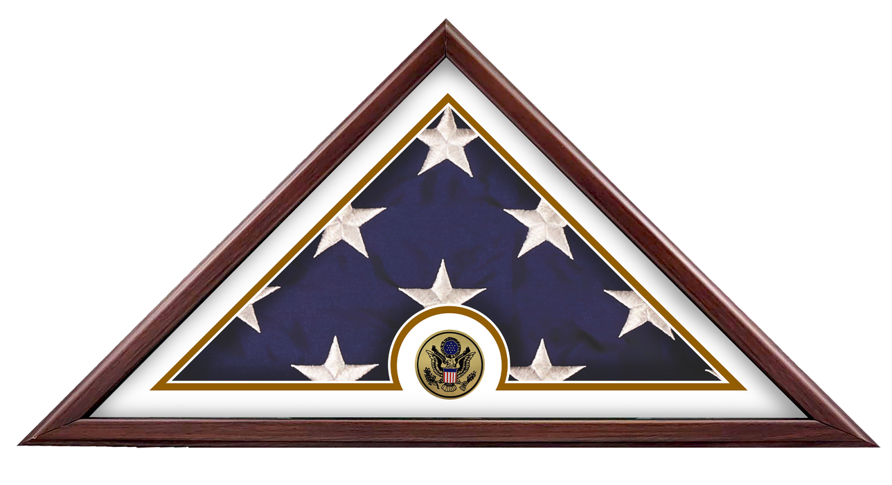 Hand Made Military Flag Display Case (5'x9.5') with Medallion - Made in USA