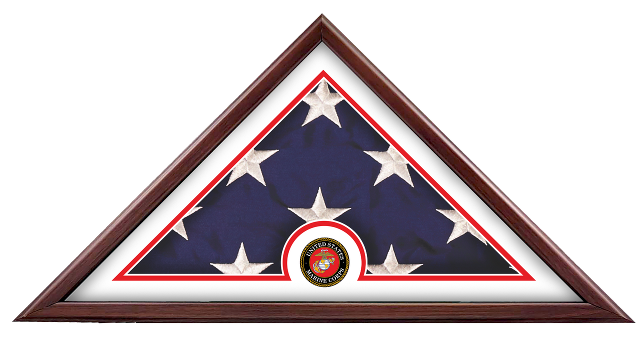 Hand Made Military Flag Display Case (5'x9.5') with Medallion - Made in USA