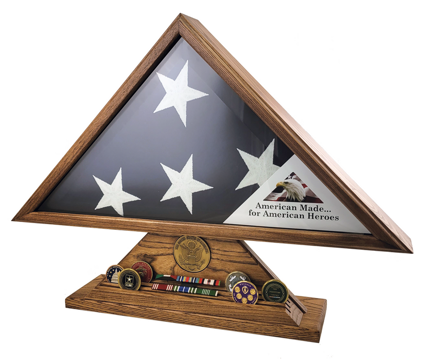 Flag Case, Pedestal & Coin Rack Combo Set