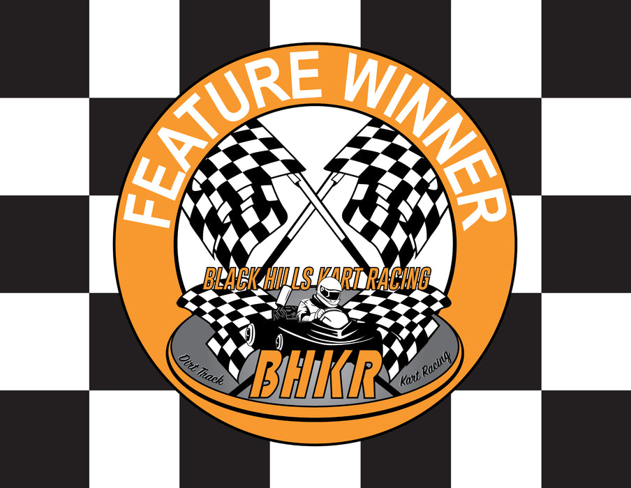 Black Hills Kart Racing Printed Custom Flag - 24"x30" - Nylon - Stapled to 32"x5/8" Dowel