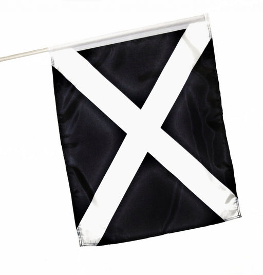 Printed Black Flag with White Cross Racing Flag