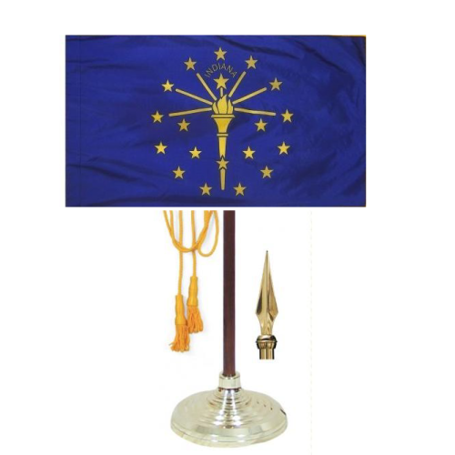 Indiana Flag with Fringe | Indiana Indoor Flag | Indiana Parade Flag