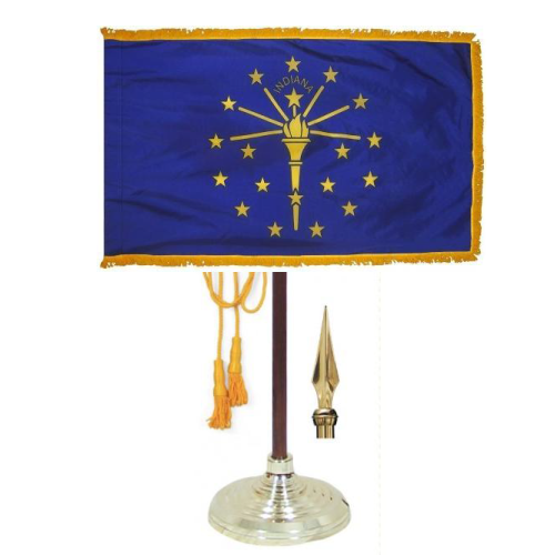 Indiana Flag with Fringe | Indiana Indoor Flag | Indiana Parade Flag