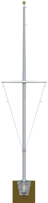 Nautical Aluminum Flagpole with Yardarm - Heavy Duty, Lifetime Warranty - Made in USA