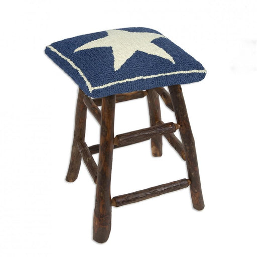 Patriotic Stool handcrafted by Amish Furniture Makers with New Zealand Wool Designed in Vermont Flagman of America